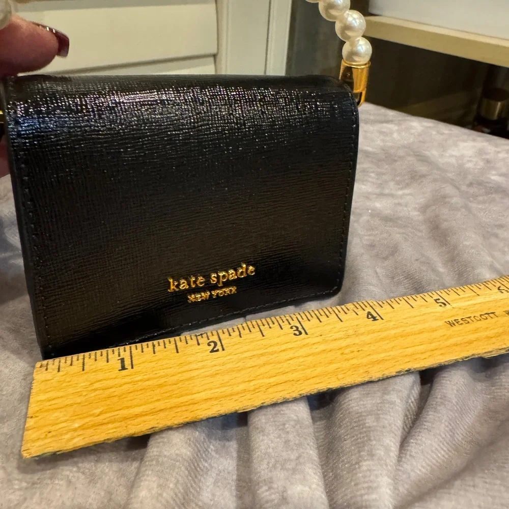 Kate Spade‎ Black Mini Bag with Pearl Handle /Chain NWOT